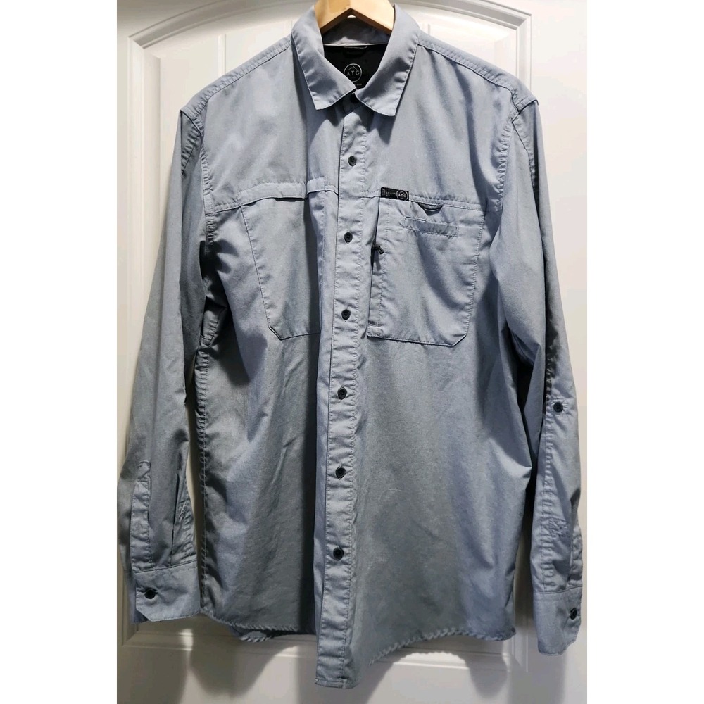 AGT Wrangler Large Gray Regular Fit Long Sleeved Shirt Utility Outdoor Hiking